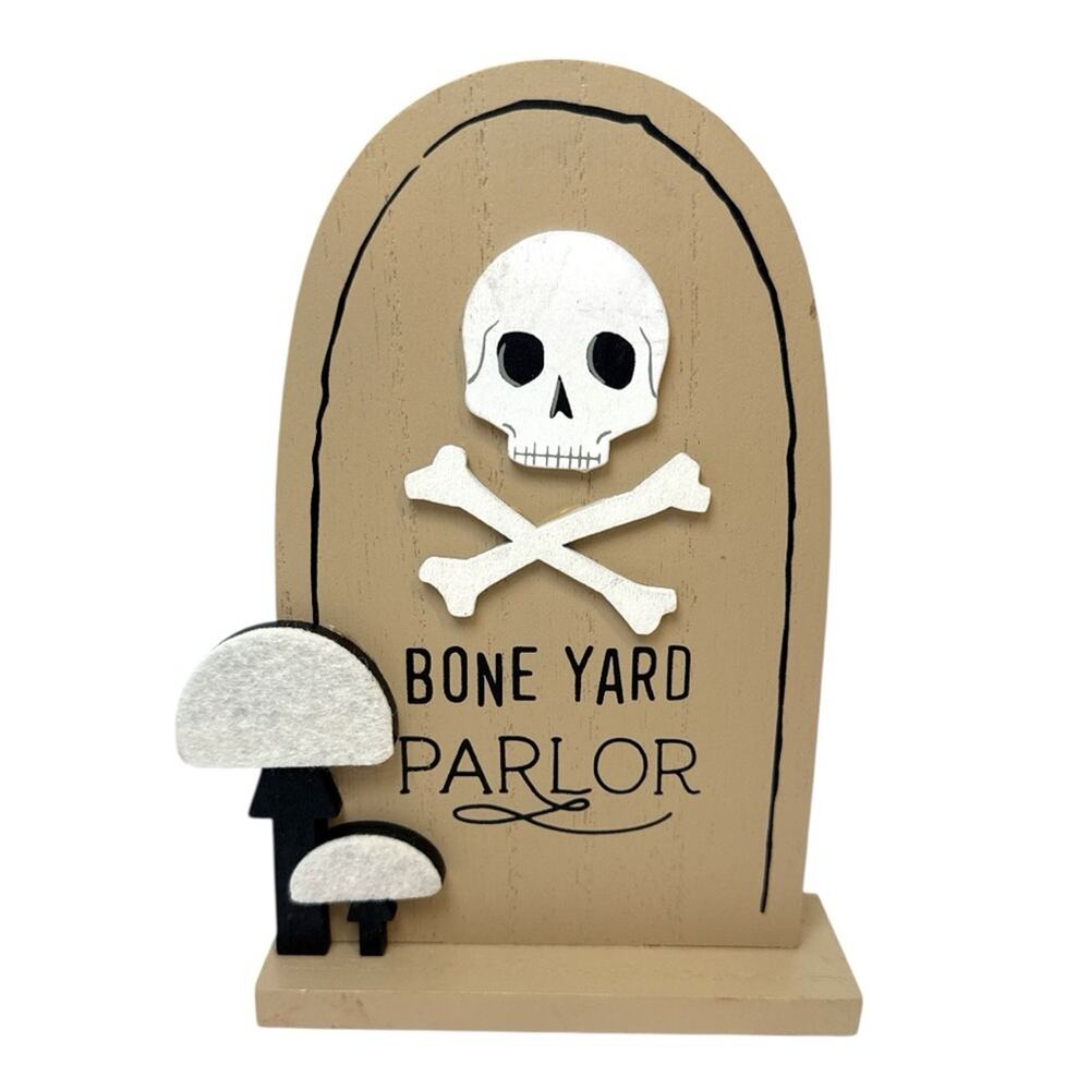 Bone Yard Parlor Sign Tombstone Halloween Decor